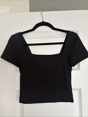 Classic Square-Neck Black Crop Top